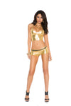 Women's Gold Lame Cami Top Halter Neck Lingerie