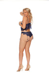 Women's Midnight Blue Plus Size Eyelash Lace Cami Top Strappy Front Lingerie