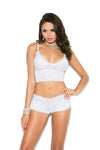 Women's White Stretch Lace Booty Shorts Matching Camisole Lingerie