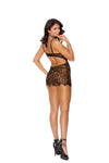 Women's Black Eyelash Lace Babydoll Criss Cross Strappy Detail Lingerie