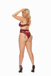 Women's Buffalo Plaid Print Plus Size Mono Bra Lace Trim Adjustable Straps Lingerie