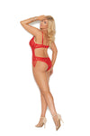 Women's Red Plus Size Lace Teddy Adjustable Straps Hook Lingerie