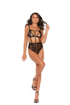 Women's Black Eyelash Lace Slip Teddy Multi Straps Adjustable Lingerie