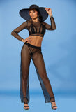 Women's Black Swim Cover-Up Crochet Pants Swimwear