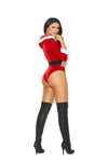 Women's Red/White Santas Tease 2 pc Hood Detachable Elastic Belt Lingerie