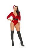 Women's Red/White Santas Tease 2 pc Hood Detachable Elastic Belt Lingerie