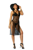 Women's Black Crochet Cover-up Dress Side Slits Bathing Suits Swimwear